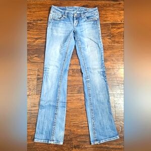 Grace in LA Women's Cross Embroidered Bootcut Stretch Jeans Size 28